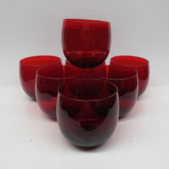 7 - Anchor Hocking Ruby Red ROLY POLY 3 Inch Punch Cups or Tumblers - Picture 2 of 4